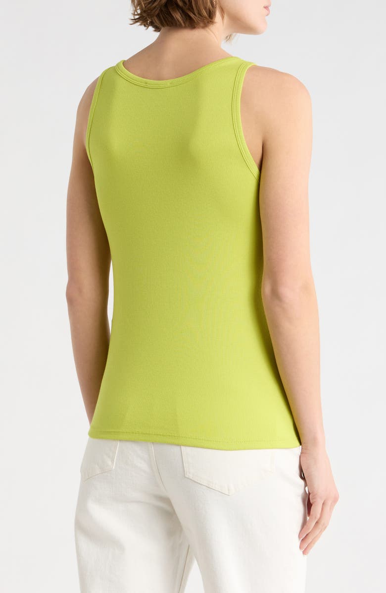 Eileen Fisher Slim Fit Scoop Neck Stretch Cotton Tank, Alternate, color, Chartreuse