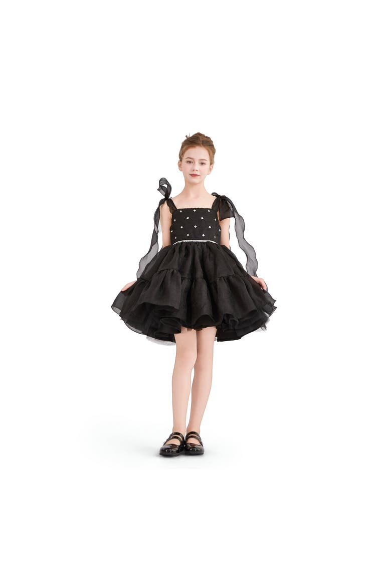 Ruffled Party Dress, Alternate, color, Black