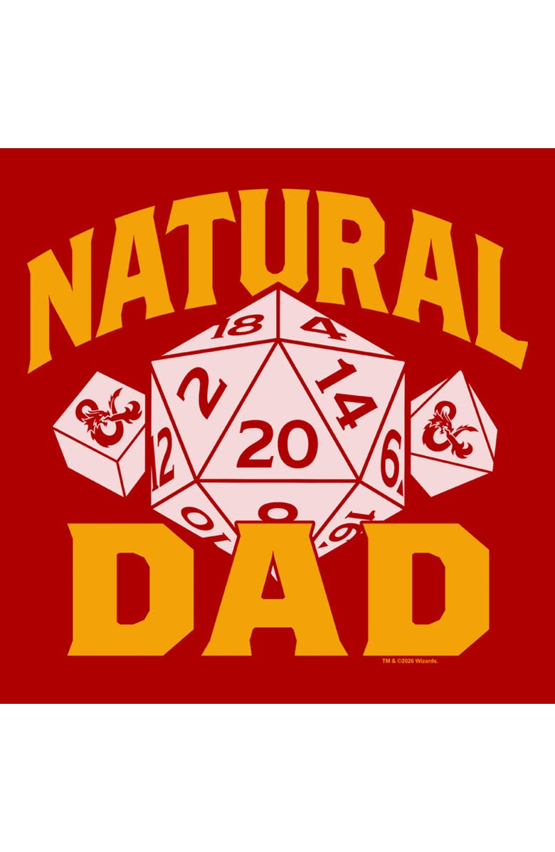 Dungeons & Dragons Men's Dungeons & Dragons Natural Twenty Dad Graphic T-Shirt, Alternate, color, Red