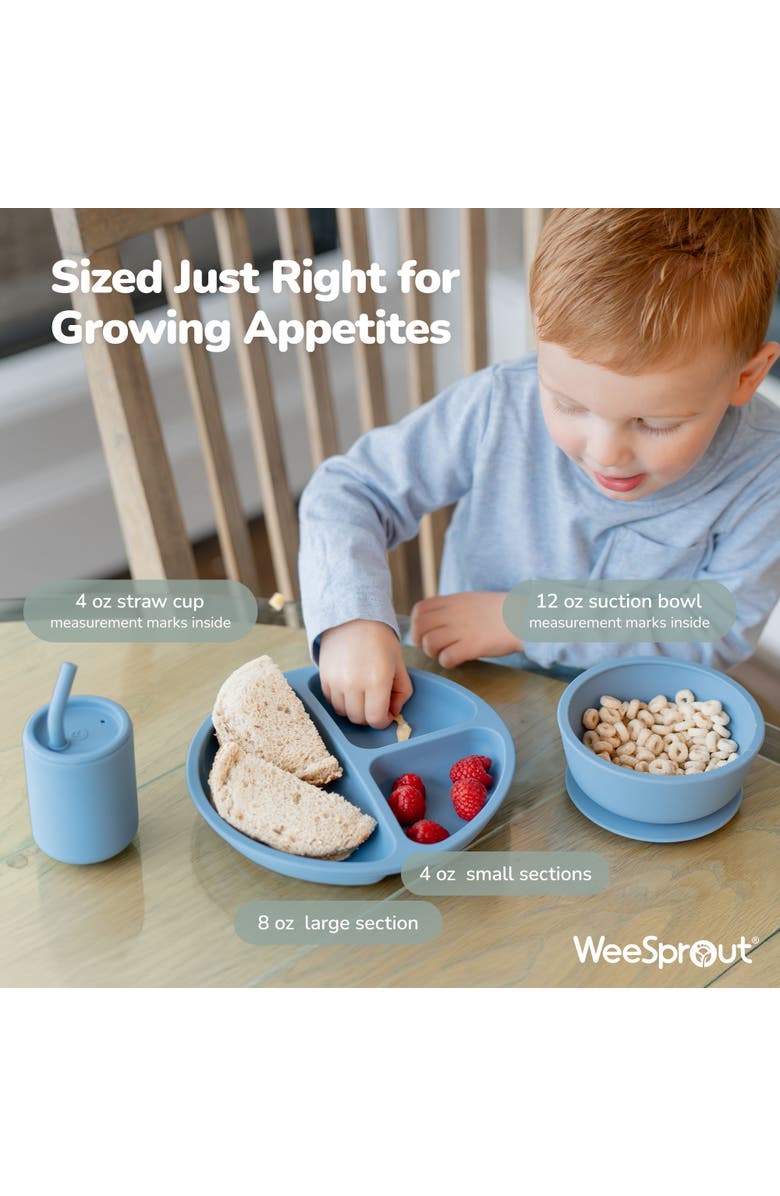 WeeSprout Silicone Baby Feeding Set, Develops Self Feeding Skills, BPA-Free, 8-Piece, Alternate, color, Mint