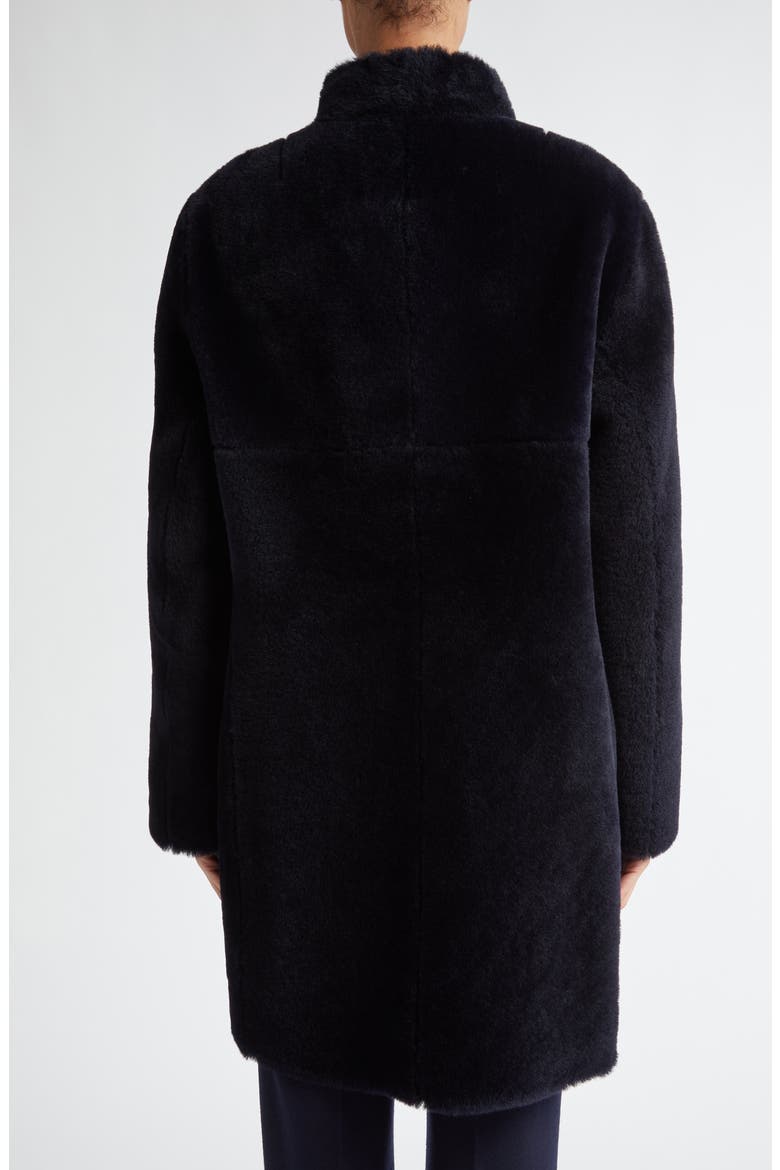 Reversible Genuine Shearling & Leather Coat, Alternate, color, NAVY