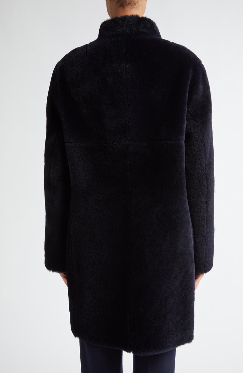 Akris punto Reversible Genuine Shearling & Leather Coat, Alternate, color, 
