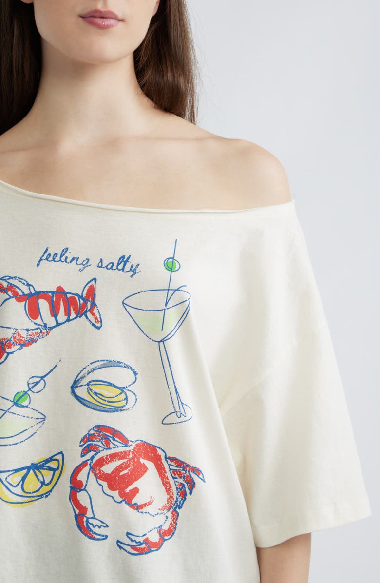 GOLDEN HOUR Stay Salty Graphic Off the Shoulder T-Shirt, Alternate, color, Marshmallow