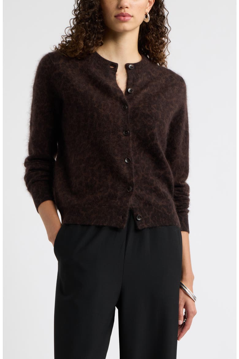 Brushed Leopard Print Cashmere Cardigan, Main, color, BLACK- BROWN M LEONE LEOPARD