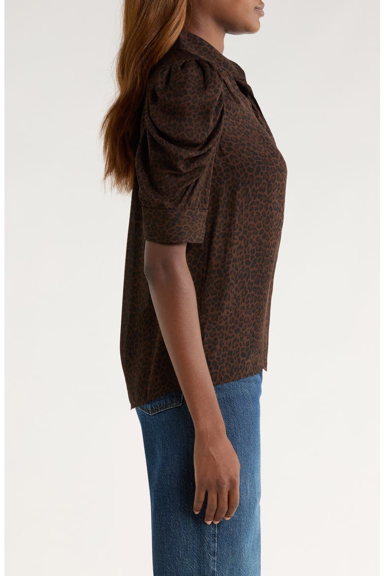 The Leopard Gillian Puff Sleeve Silk Top, Alternate, color, LEOPARD