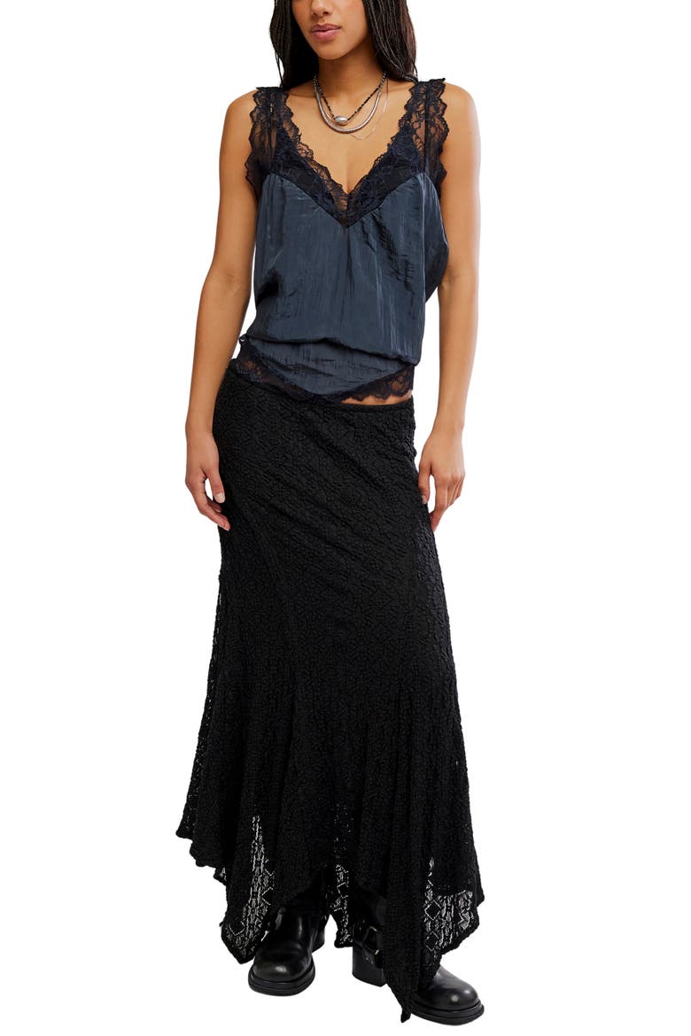 Bella Lace Mermaid Skirt, Alternate, color, BLACK