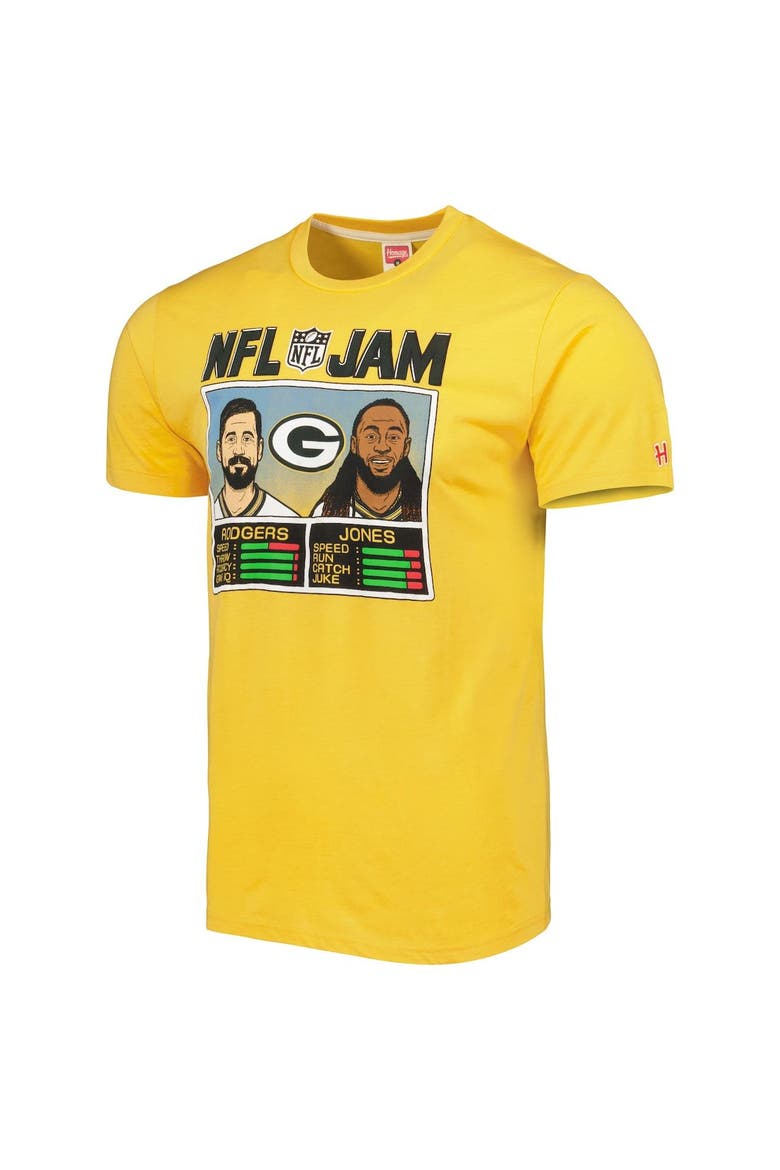 Men's Homage Aaron Rodgers & Aaron Jones Heather Gold Green Bay Packers NFL Jam Tri-Blend T-Shirt, Alternate, color, Heather Gold