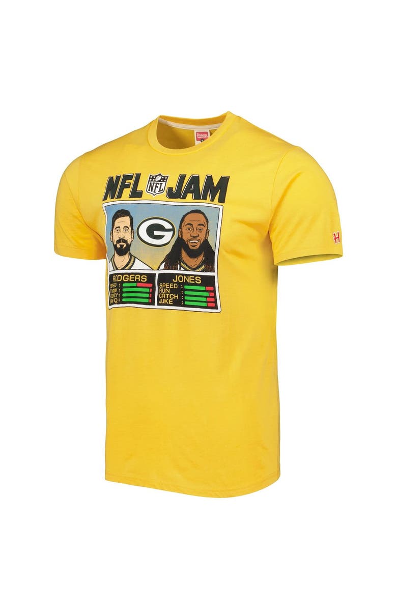 Homage Men's Homage Aaron Rodgers & Aaron Jones Heather Gold Green Bay Packers NFL Jam Tri-Blend T-Shirt, Alternate, color, Heather Gold