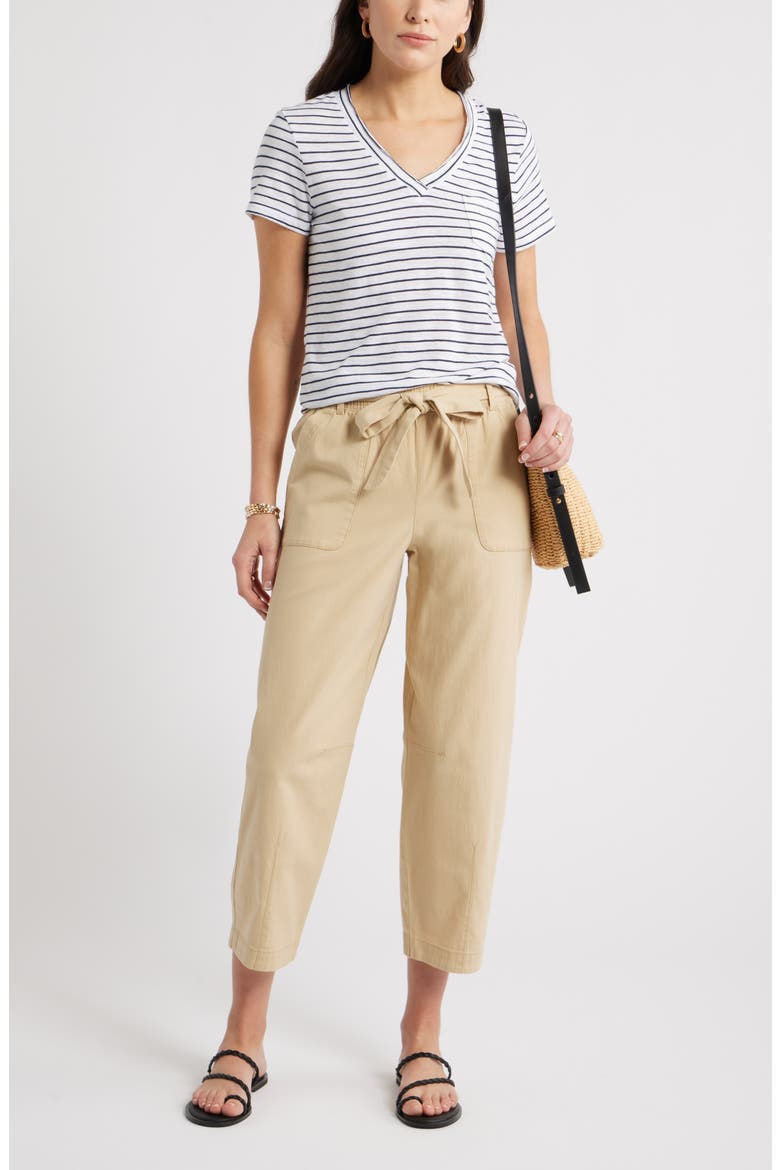 Tie Waist Tapered Leg Utility Pants, Alternate, color, TAN SHORE