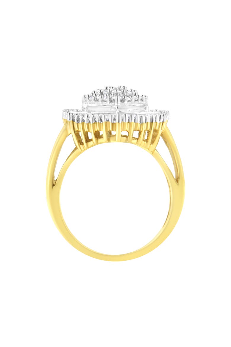 10K Yellow Gold 1.0 Cttw Diamond Oval Shaped Cluster Ring, Alternate, color, Yellow Gold