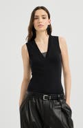 Brunello Cucinelli Stretch cotton jersey T-shirt with precious faux-layering