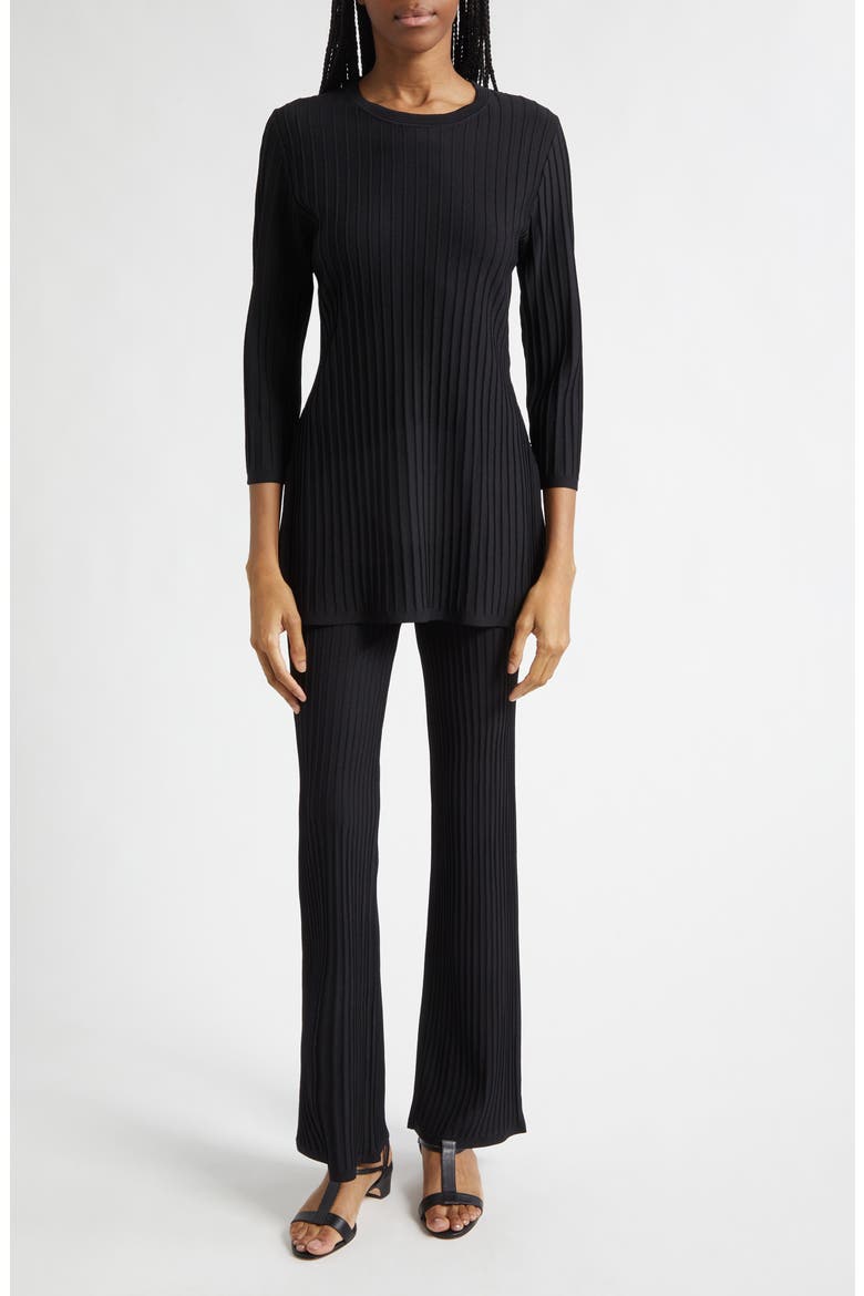 Pure Bello Rib Kick Flare Pants, Alternate, color, BLACK