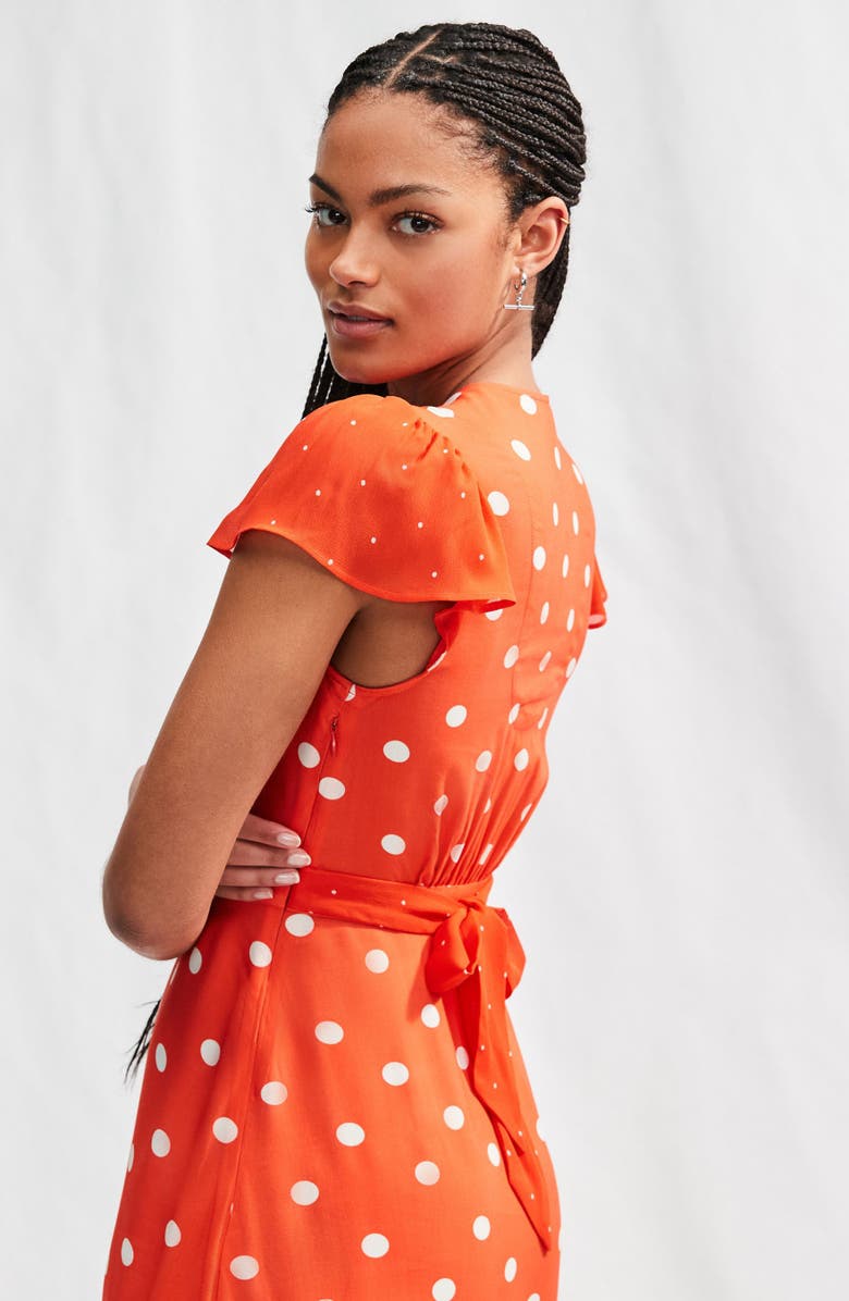 NEXT Polka Dot Tie Back Maxi Dress, Alternate, color, Red