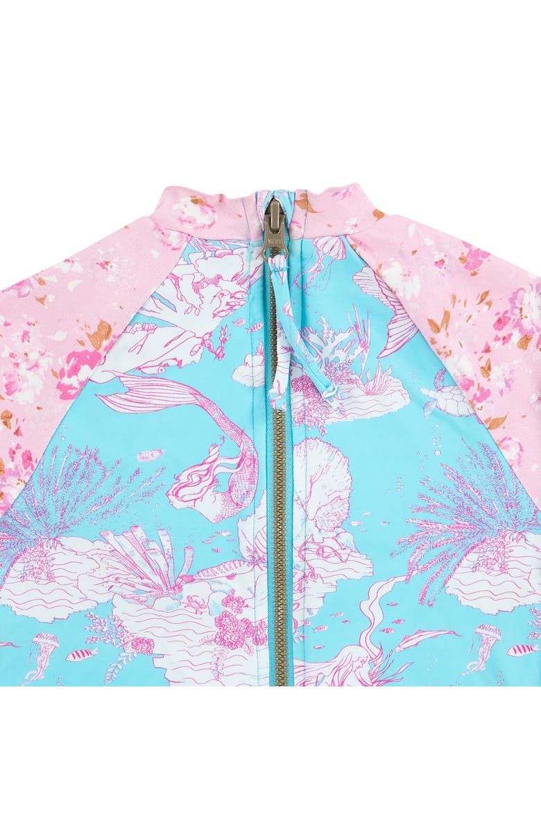 Hurley x LoveShackFancy Kids' Under the Sea One-Piece Rashguard Swmsuit, Alternate, color,
