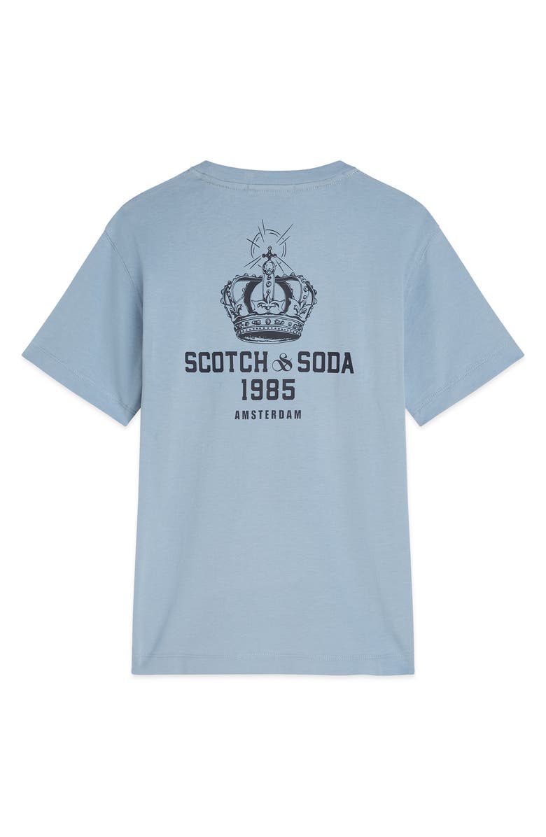 Scotch & Soda Kids' Embroidered Logo Graphic T-Shirt, Alternate, color, Sky/ Pewter