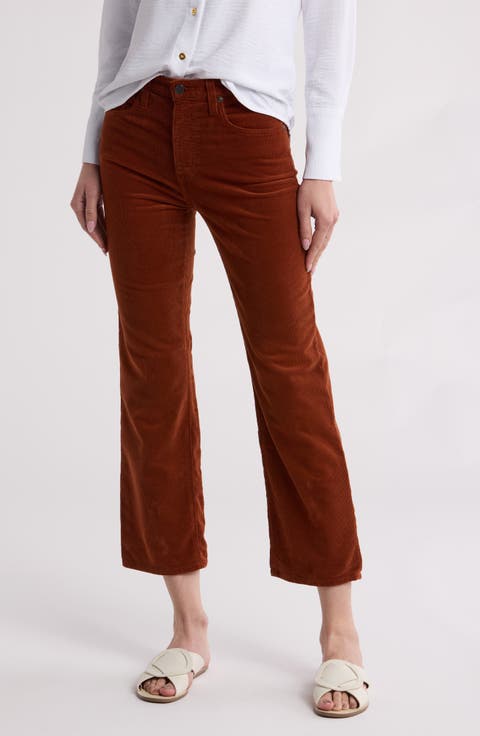 The Rhett High Waist Crop Corduroy Jeans (Fired Copper)