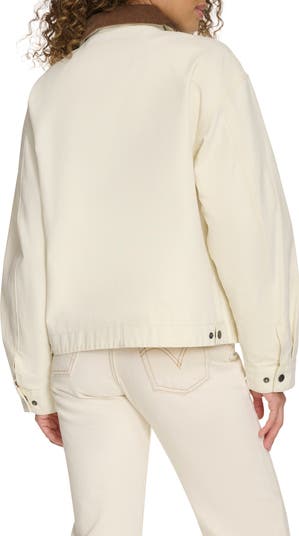 Cotton Twill Utility Jacket with Corduroy Collar