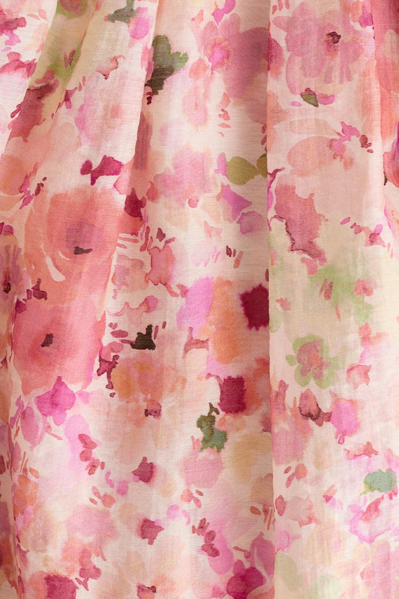 Tie-detail Halterneck Dress, Alternate, color, Peach pink/floral