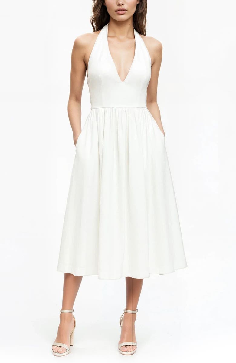 Jewel Badgley Mischka Halter Sundress, Main, color, White
