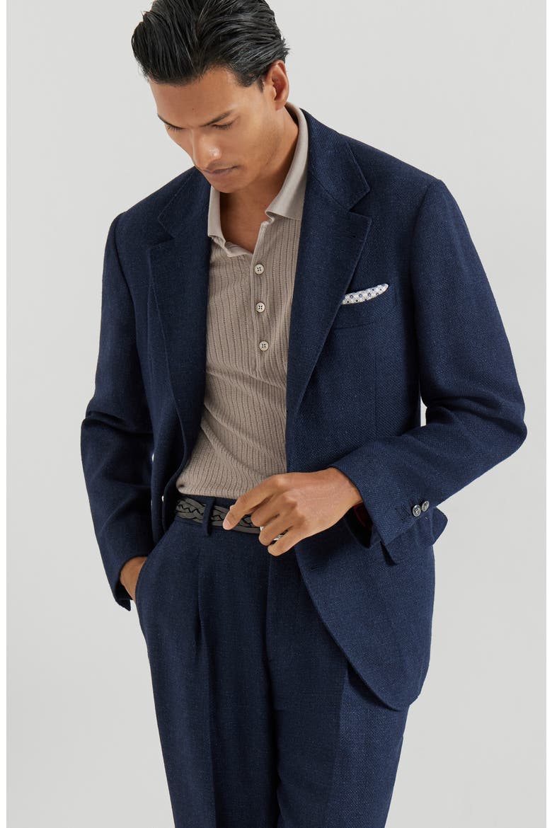 Hopsack deconstructed blazer, Alternate, color, Navy Blue