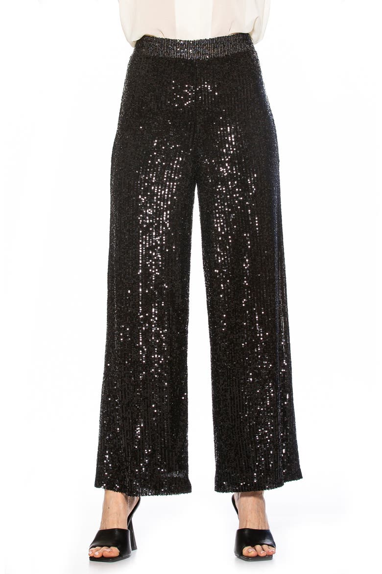 Illy Wide Leg Sequin Pants, Main, color, BLACK