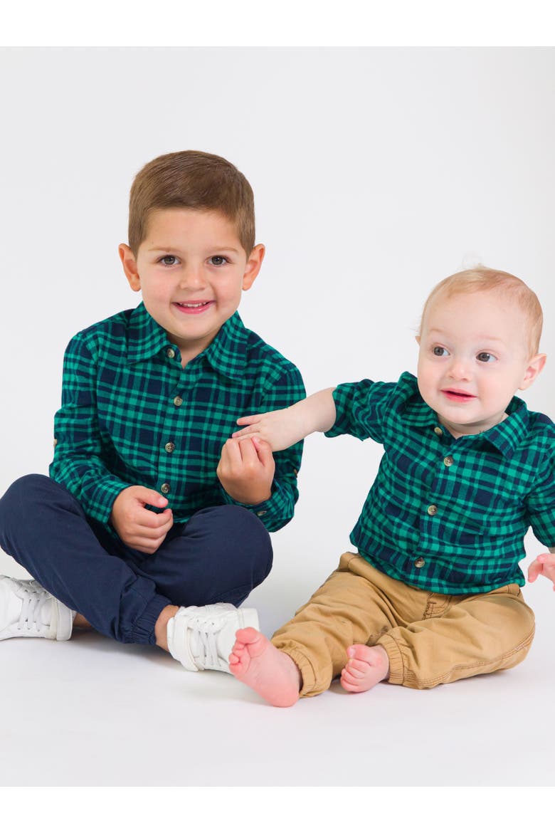 Baby Boys Long Sleeve Button Down Shirt, Alternate, color, Hayden Plaid