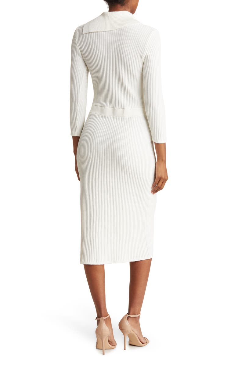 SANDRA DARREN Cowl Neck Ribbed Knit Midi Dress, Alternate, color, 