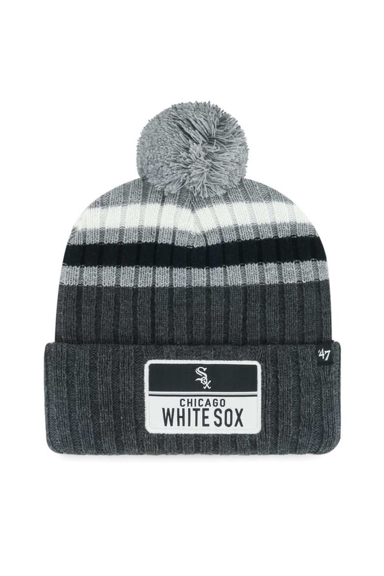 Men's '47 Gray Chicago White Sox Stack Cuffed Knit Hat with Pom, Main, color, Gray