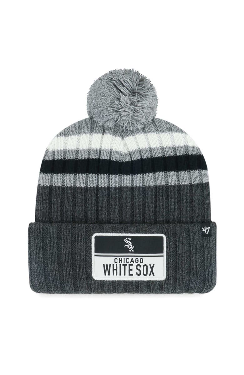 '47 Men's '47 Gray Chicago White Sox Stack Cuffed Knit Hat with Pom, Main, color, Gray