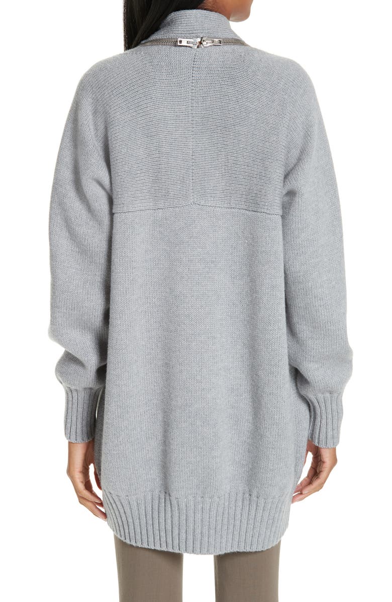 Alexander Wang Zip Shoulder Merino Wool Cardigan, Alternate, color, 