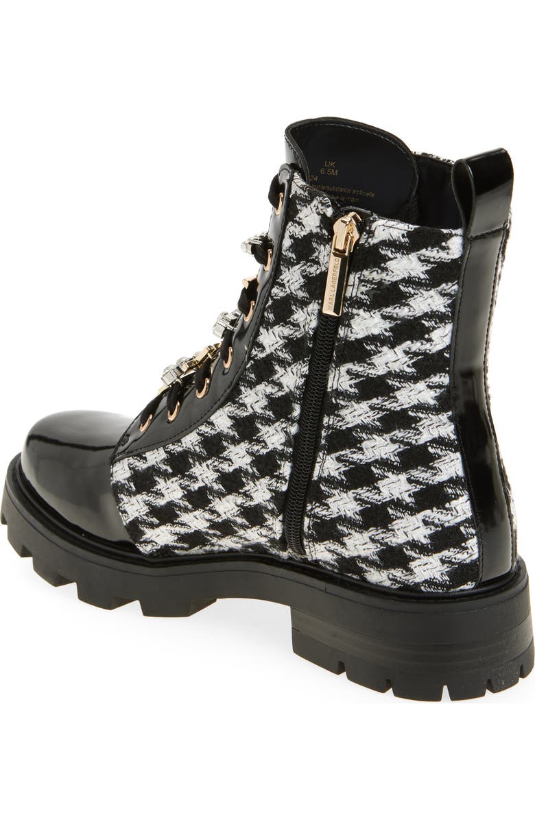 KARL LAGERFELD PARIS Maple Tweed Combat Boot, Alternate, color, Black/White
