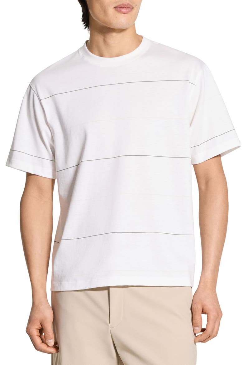 Stripe Relaxed Pima Cotton T-Shirt, Main, color, WHITE MULTI