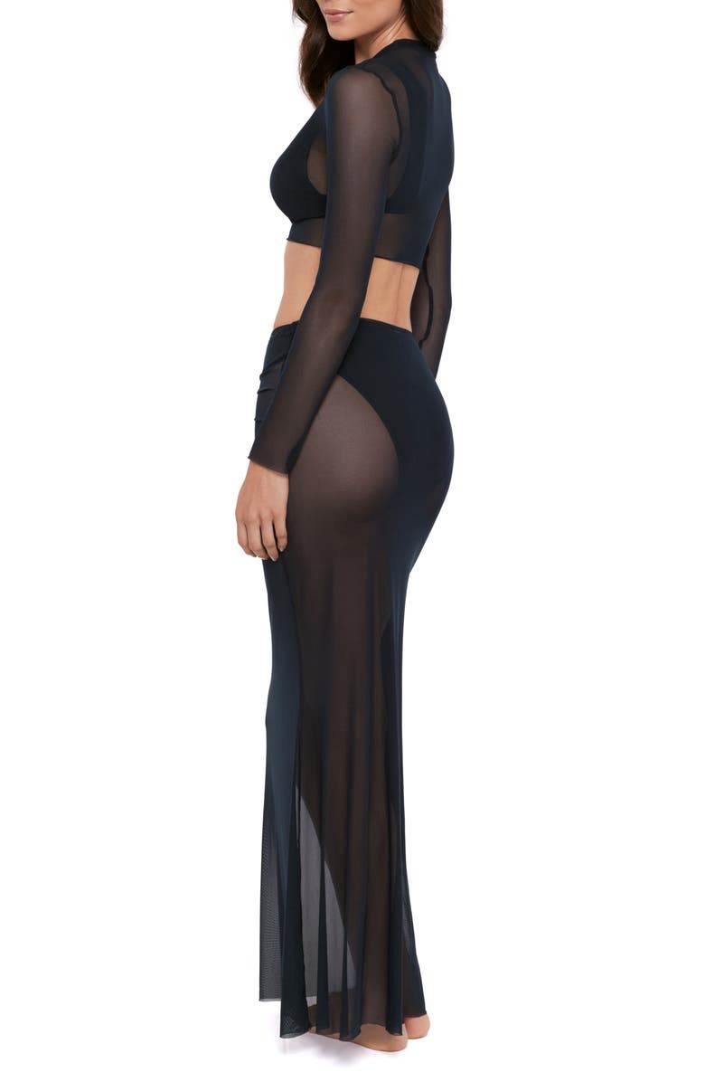 Steve Madden Sheer Mesh Crop Cover-Up Top, Alternate, color, Black