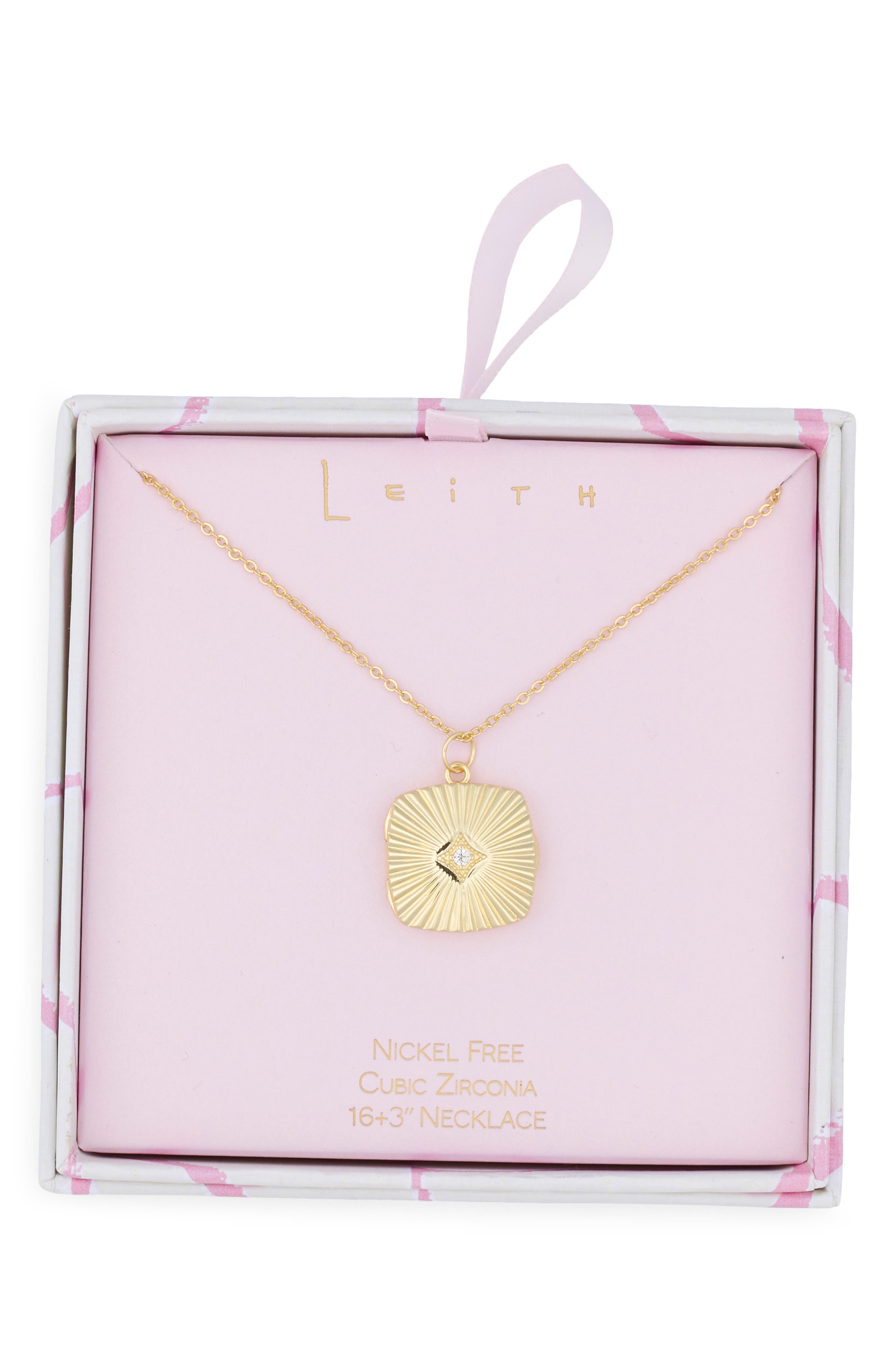 Leith Fluted Square Locket Necklace