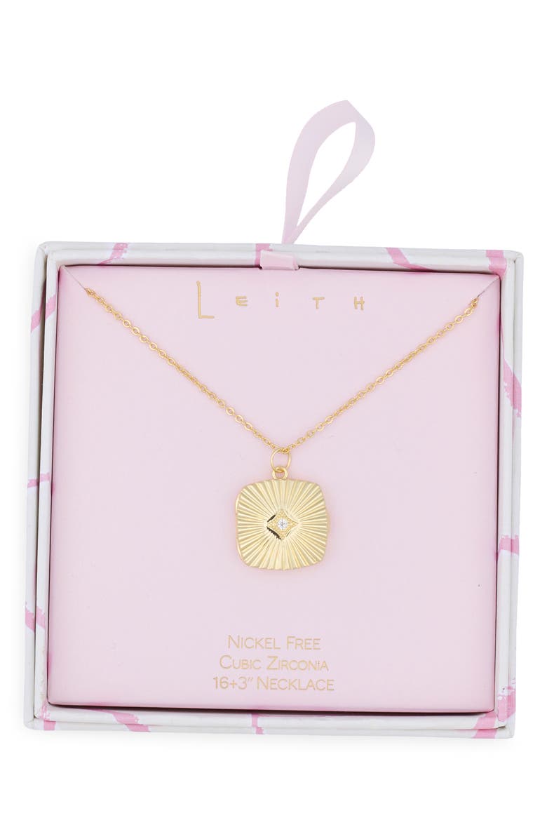 Leith Fluted Square Locket Necklace, Main, color, Clear- Gold