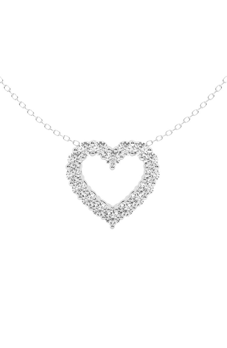 Badgley Mischka Collection 14K White Gold Near Colorless Lab Grown Heart Diamond Necklace, Main, color,