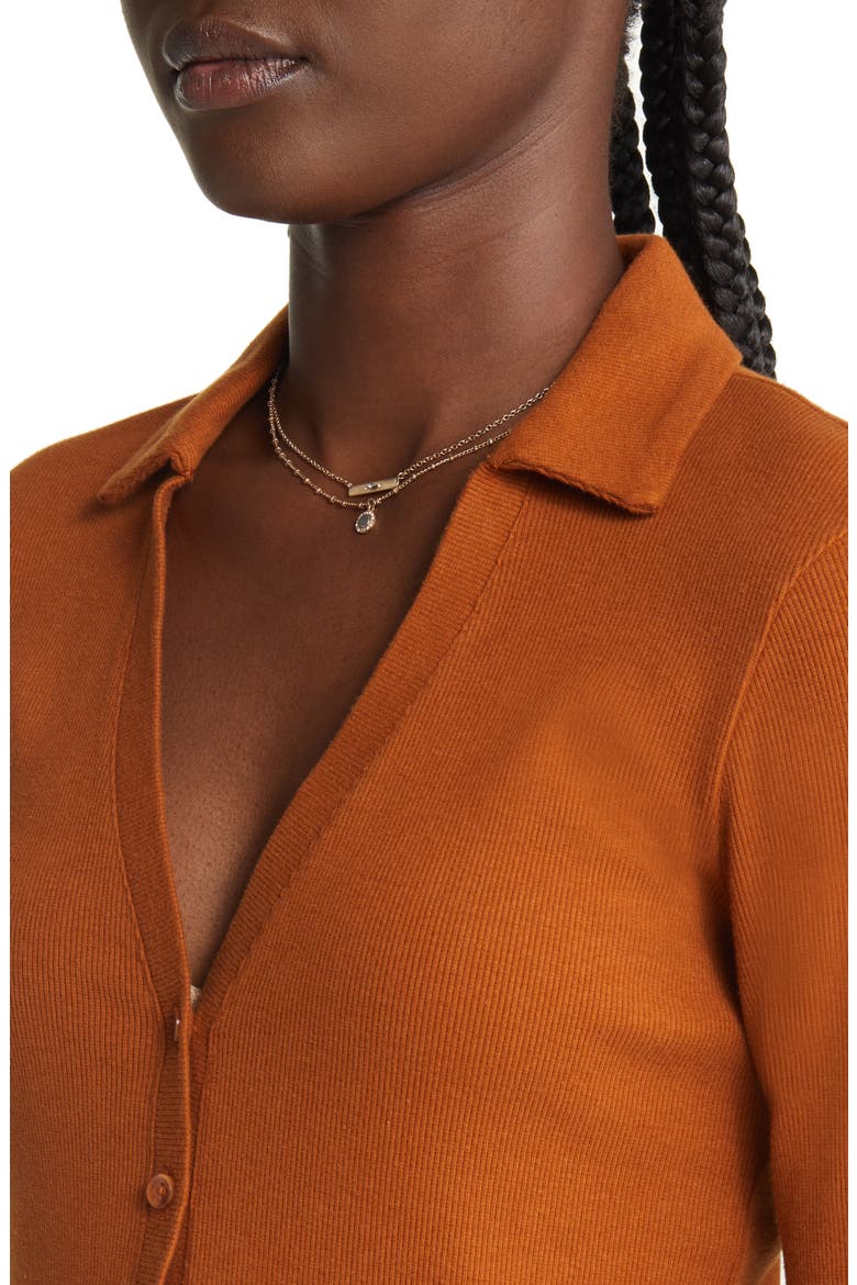 Button Front Knit Top, Alternate, color, RUST CARMEL