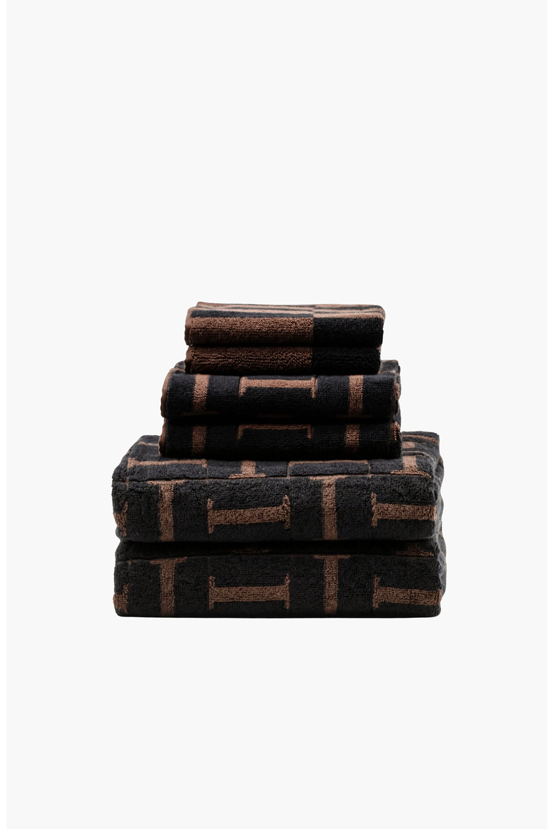 Tessera Australian Cotton Towels Family Set, Alternate, color, Tobacco & Black
