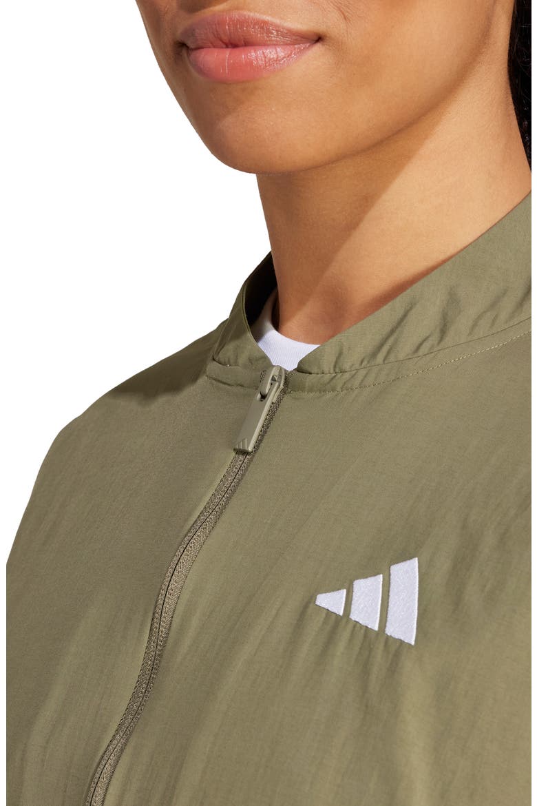3-Stripes Woven Bomber Jacket, Alternate, color, OLIVE STRATA/ WHITE