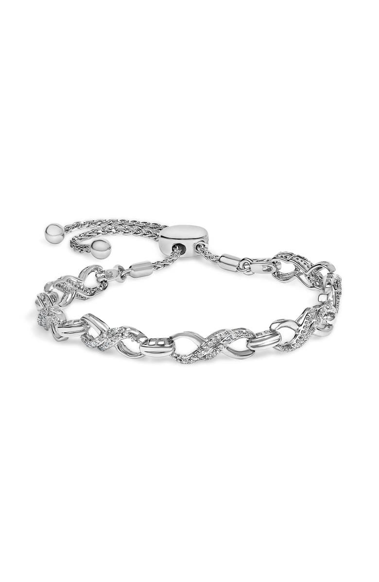 Haus of Brilliance Silver 1/2 Cttw Diamond Infinity Link Bolo Bracelet, Main, color, White
