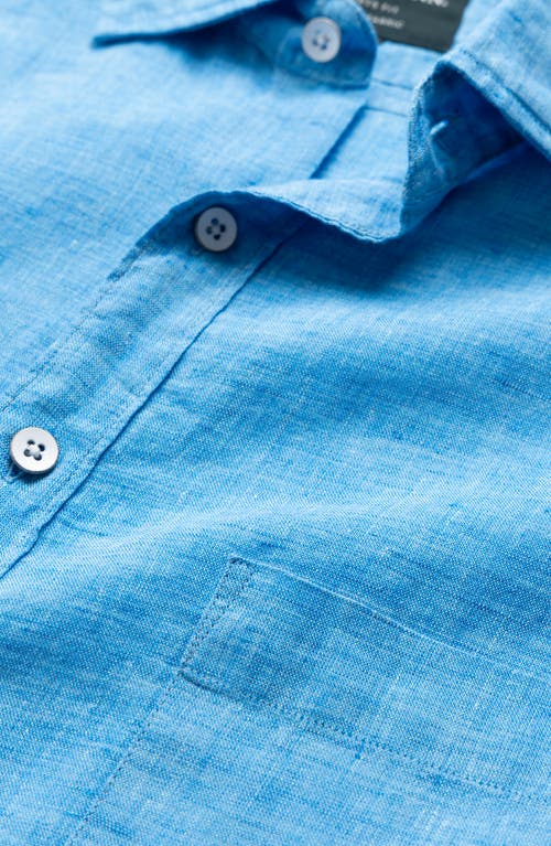 Rodd & Gunn Palm Beach Sports Fit Short Sleeve Linen Button-up Shirt In Blue