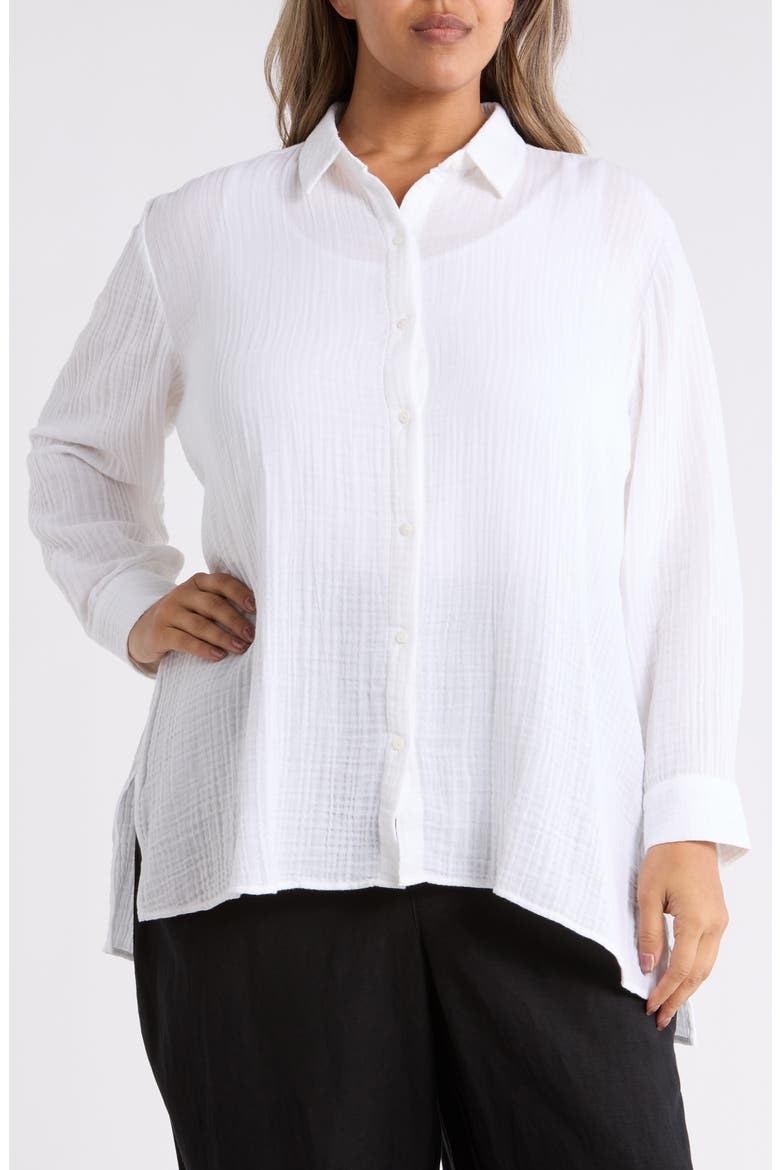Classic Collar Easy Organic Cotton Button-Up Shirt, Alternate, color, WHITE