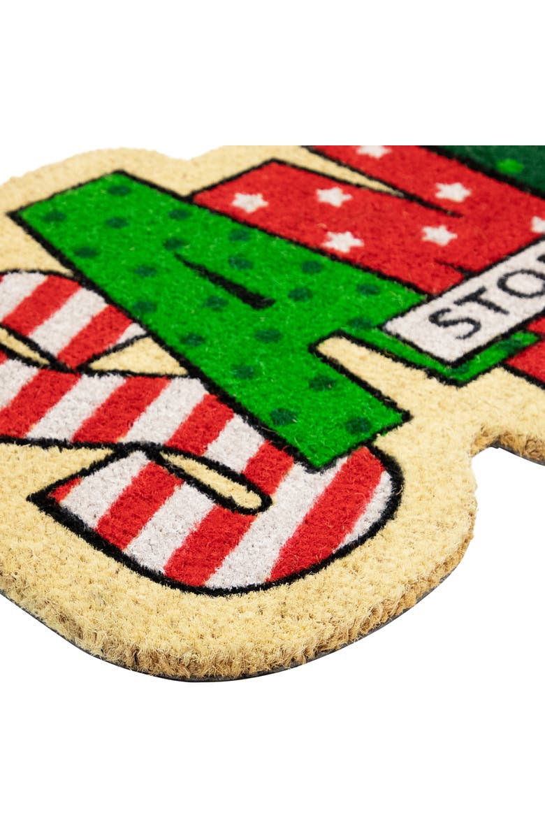 Northlight Red and Green "Santa Stop Here" Outdoor Christmas Doormat 18" x 30", Alternate, color, Green