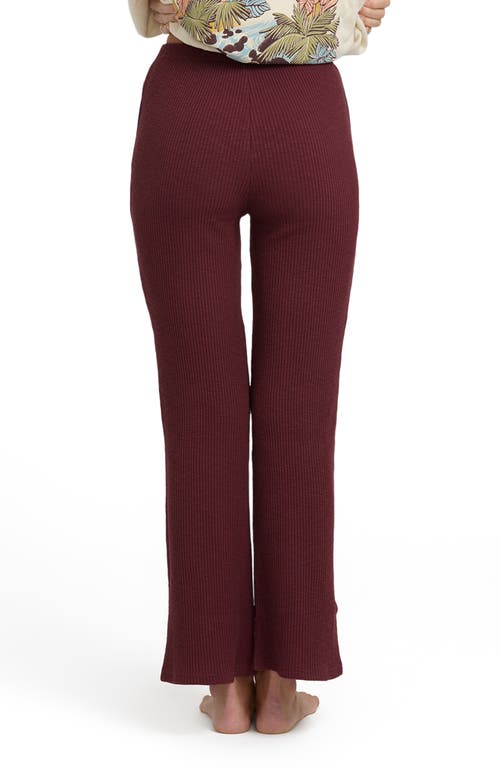 Billabong Fever Twist Flare Rib Pants In Burgundy