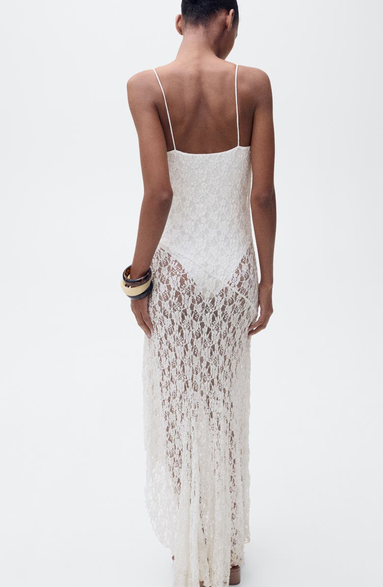 MANGO Cowl Neck Lace Slipdress, Alternate, color, 