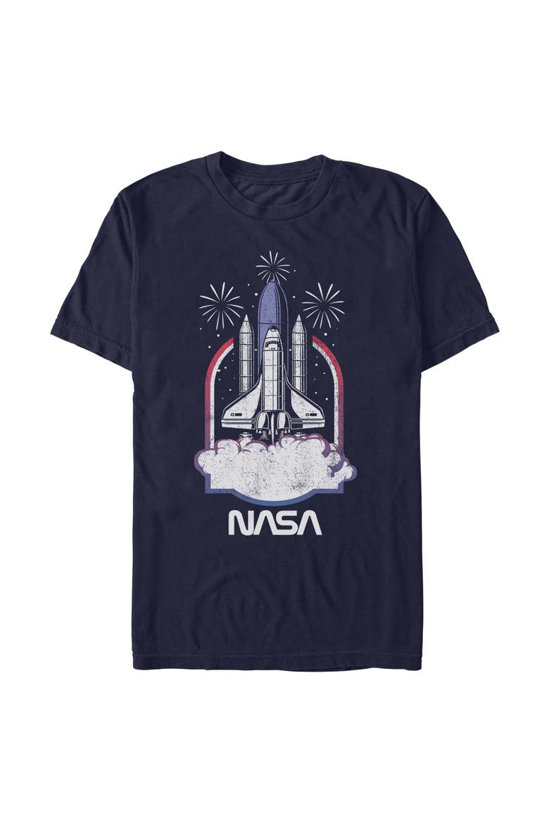 Men's NASA Distressed Rocket Launch  Graphic T-Shirt, Main, color, Navy Blue