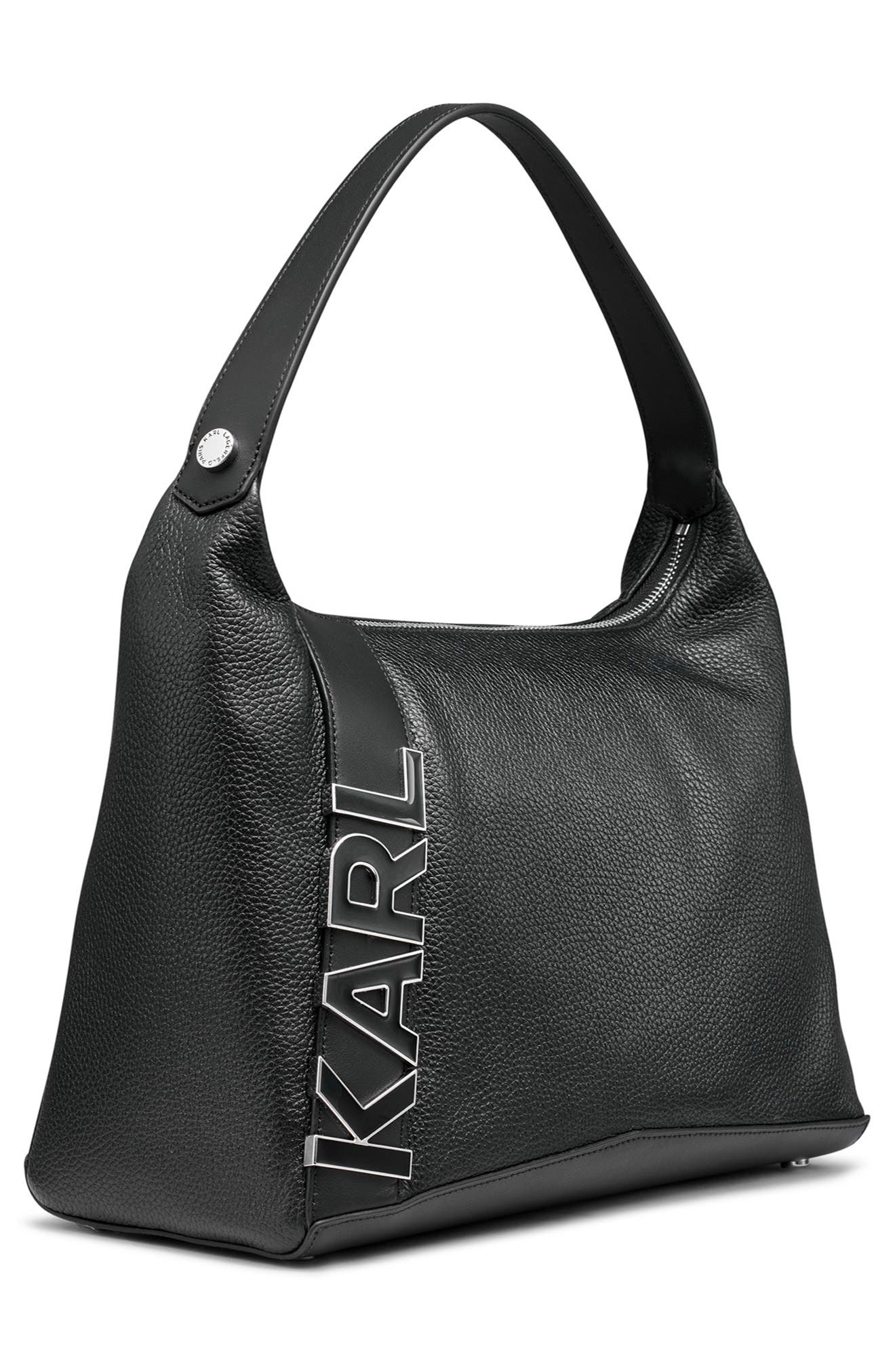 KARL LAGERFELD PARIS Lunette Hobo Leather Bag, Alternate, color, 