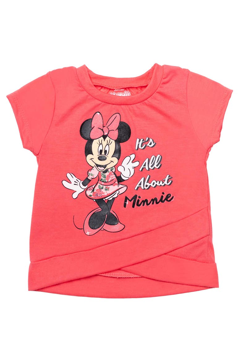 Minnie Mouse T-Shirt and Bike Shorts Set with Scrunchie, Alternate, color, Minnie Pink Floral