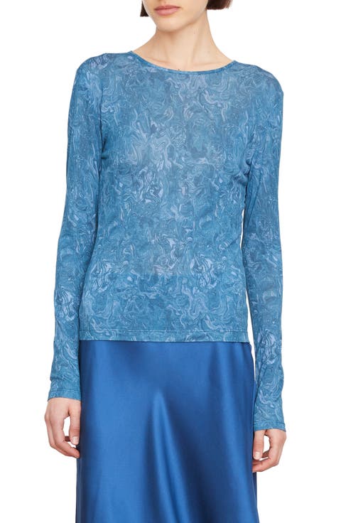 Marble Print Long Sleeve T-Shirt