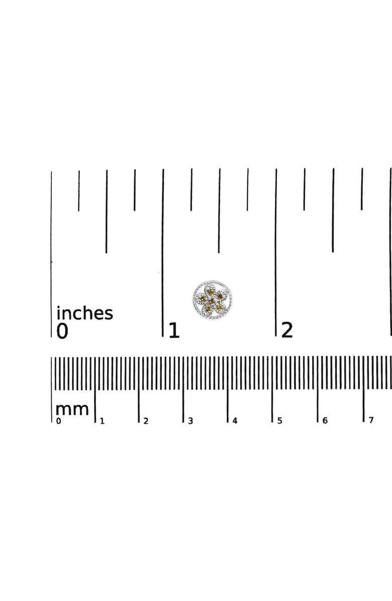 Haus of Brilliance Silver Yellow Diamond Accent Star and Wheel Milgrain Style Stud Earrings, Alternate, color, White